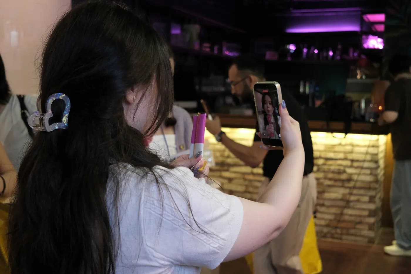 A creator filming a product