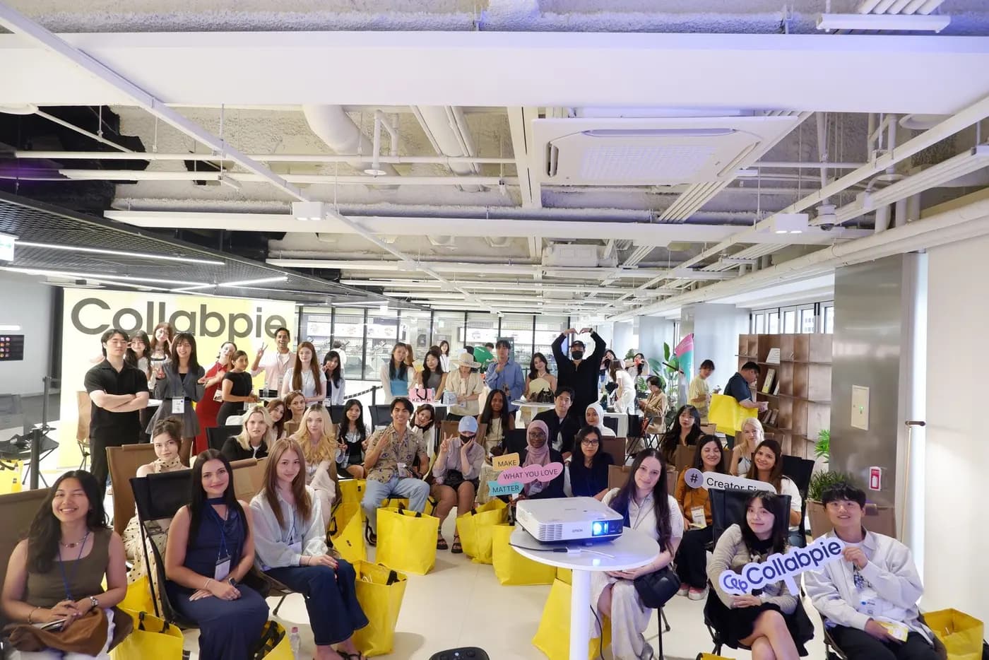Around 80 creators at a CollabParty